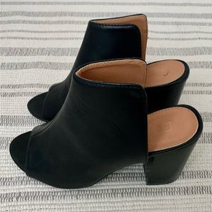 Black Slip On Chunky Heels
